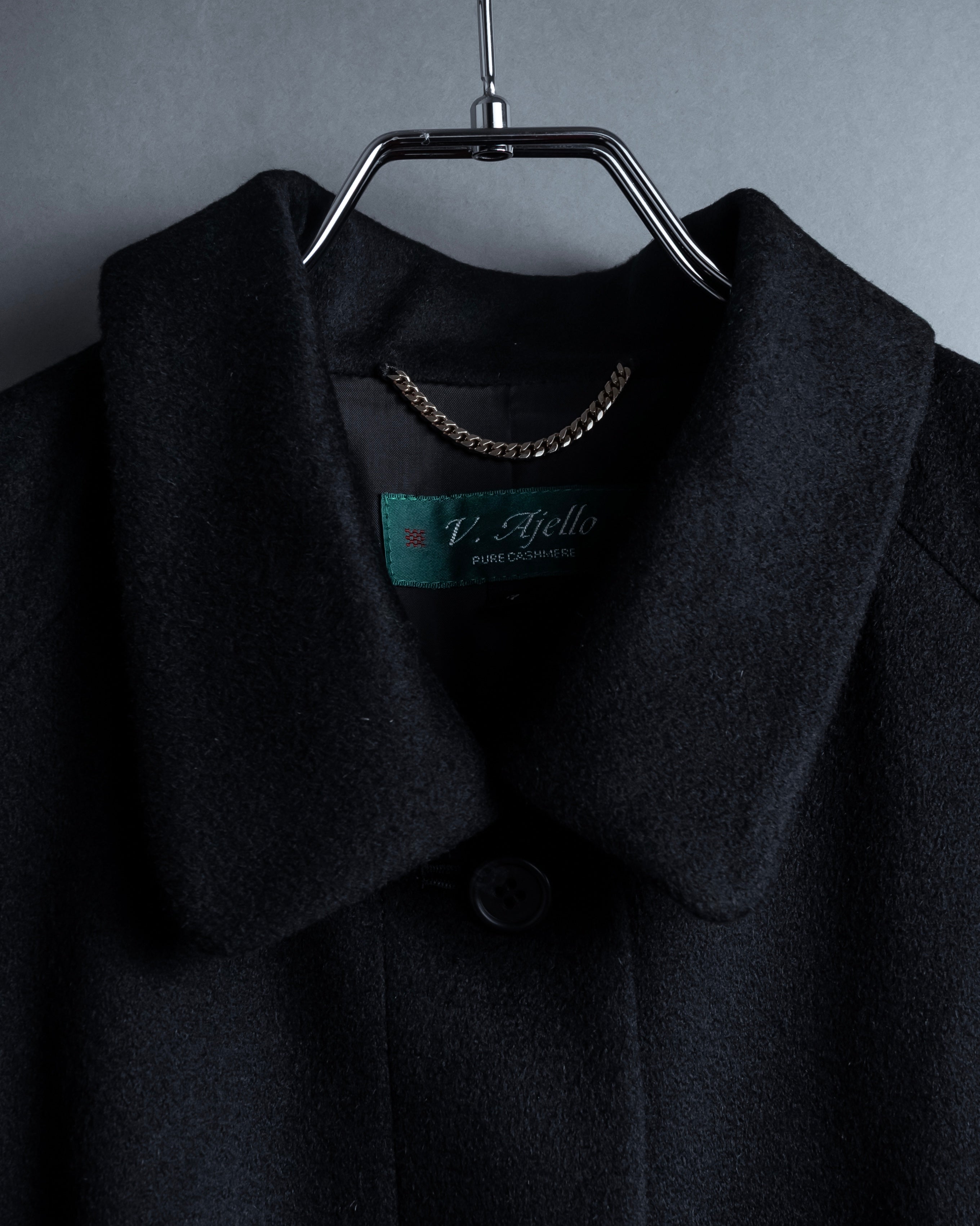 "Vintage raglan sleeve 100% cashmere stand-collar coat"