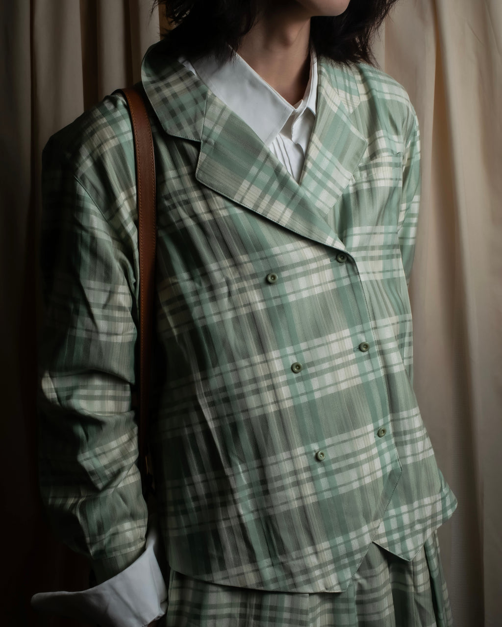 "BURBERRYS" Mint green check pattern skirt type set up