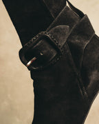 -SPECIAL- "Hermès" 90's-00's Margiela era fold-over black suede belt boots