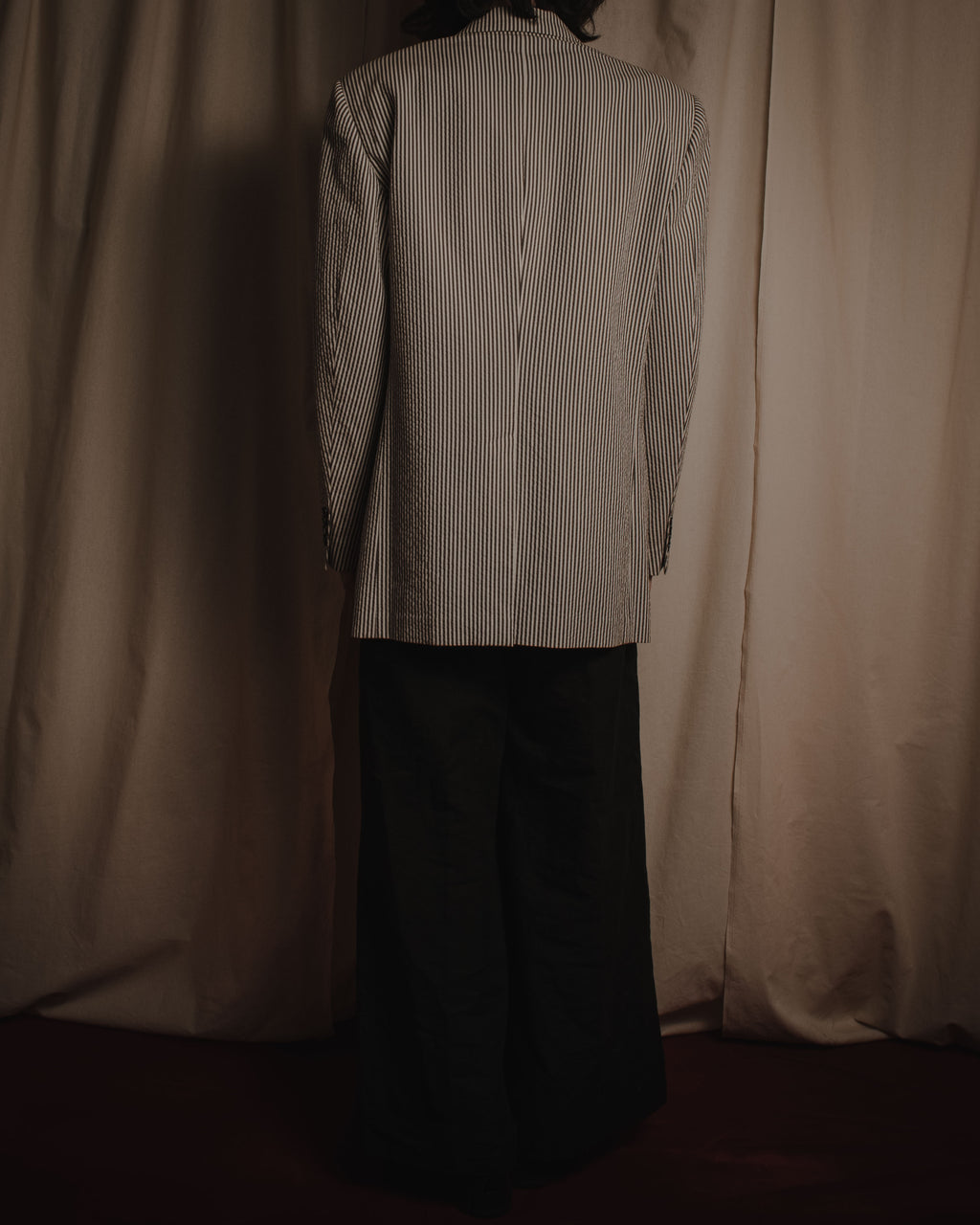 "HERMES" 00's striped stretch cotton tailored jacket