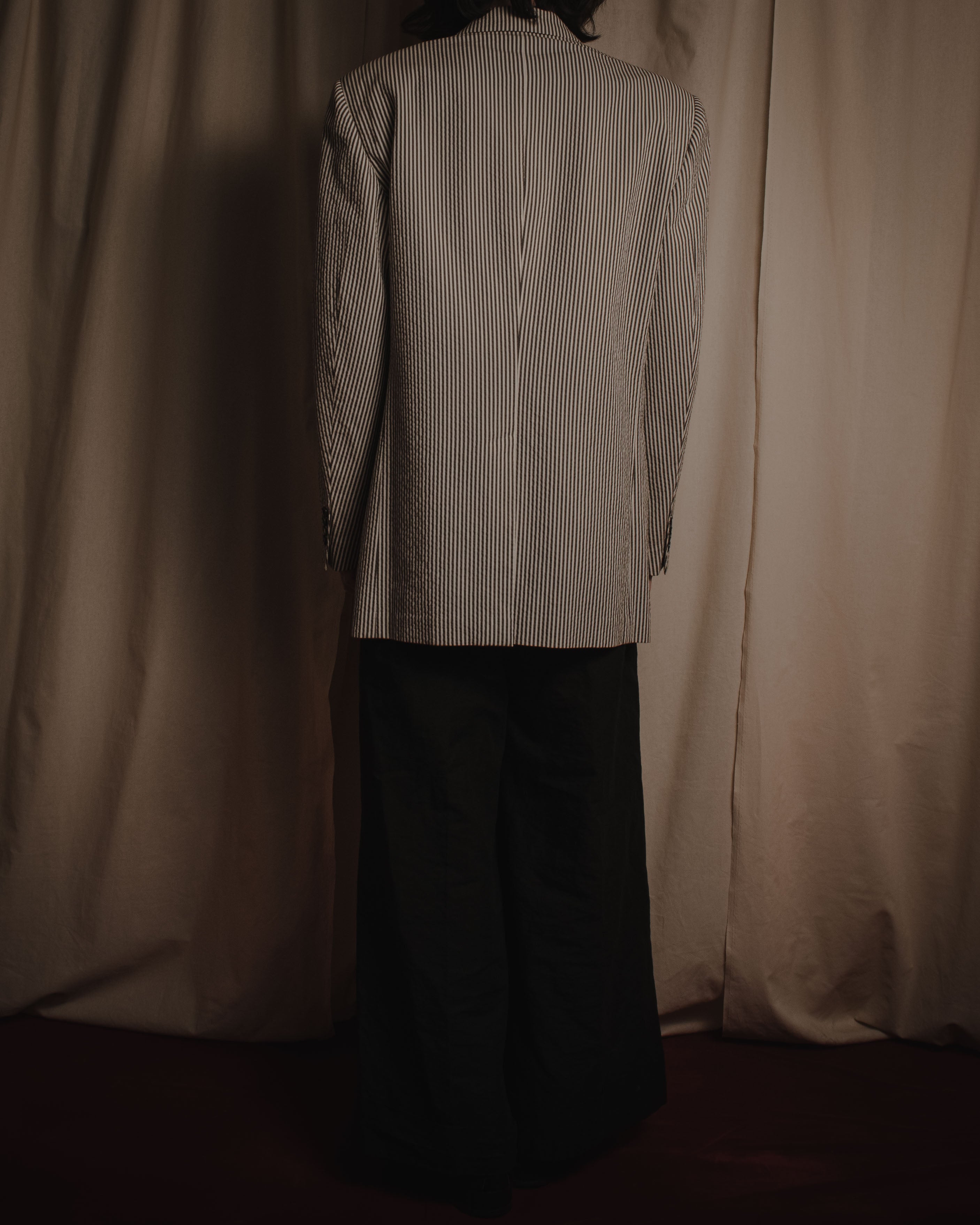 "HERMES" 00's striped stretch cotton tailored jacket