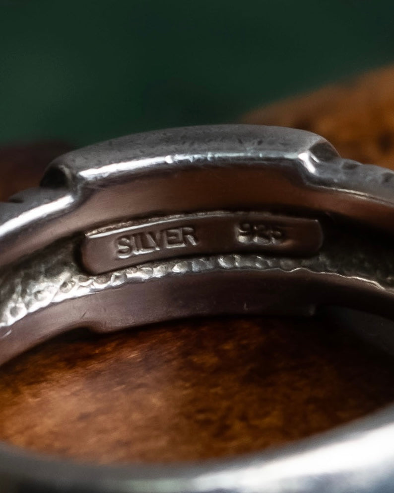 "JEAN PAUL GAULTIER" Logo engraved twisted design silver ring