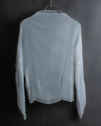 "ISSEY MIYAKE" High neck pleated sheer pullover
