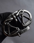 "Dolce & Gabbana" Libra motif silver buckle leather belt