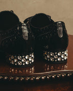 -SPECIAL- “Miu Miu” 2010’s Crystal embellished heel patent leather brogue shoes