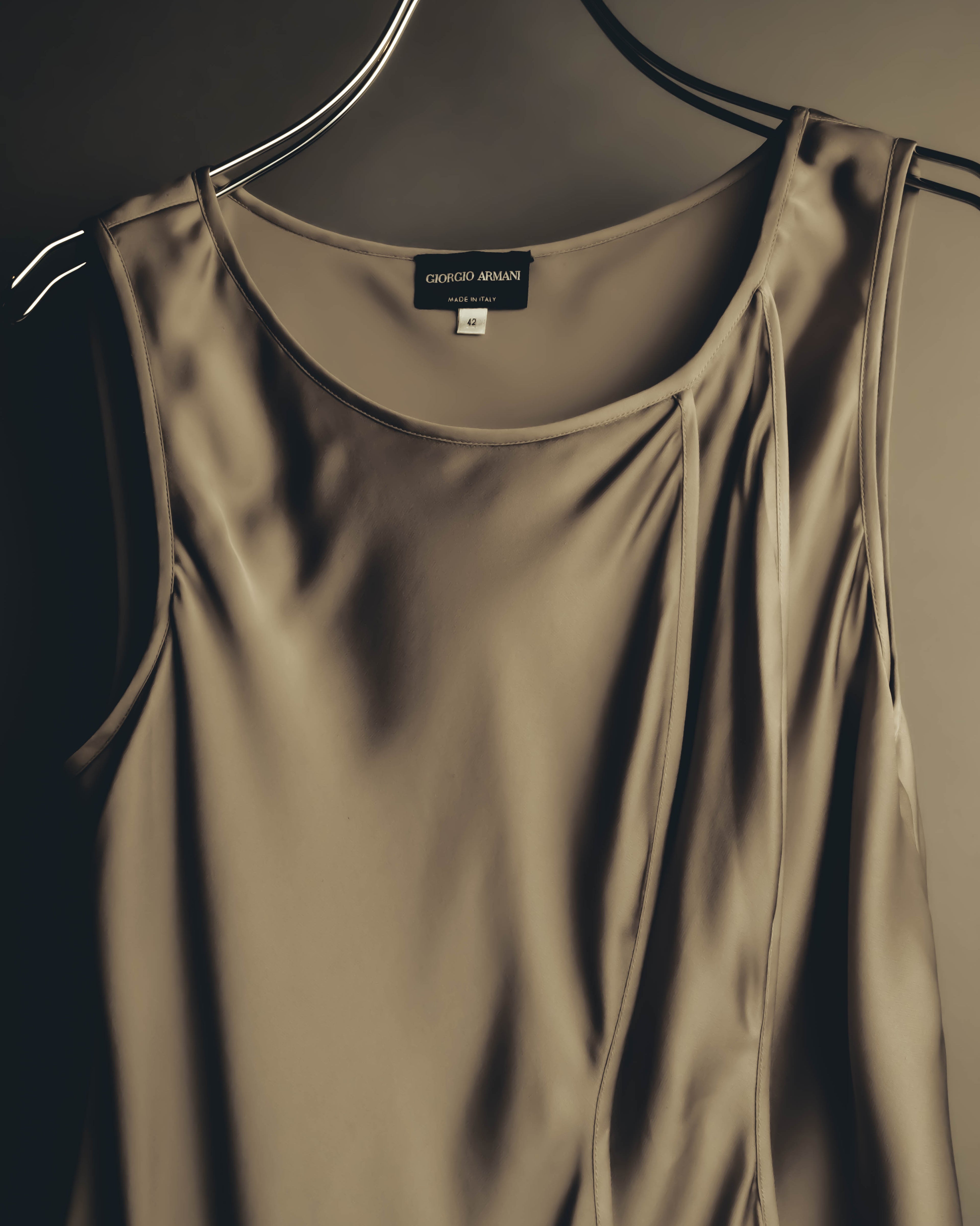 "GIORGIO ARMANI" 90's-00's Draped silk sleeveless top and skirt set