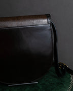 "YVES SAINT LAURENT" Brogue decorative design lizard embossed leather shoulder bag
