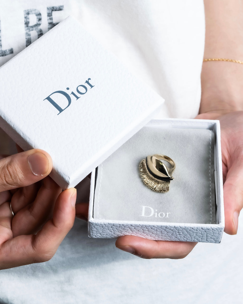 "Dior" Feather motif antique style ring