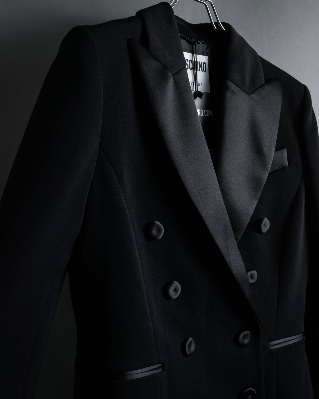 “MOSCHINO” Satin lapel double-breasted tuxedo jacket