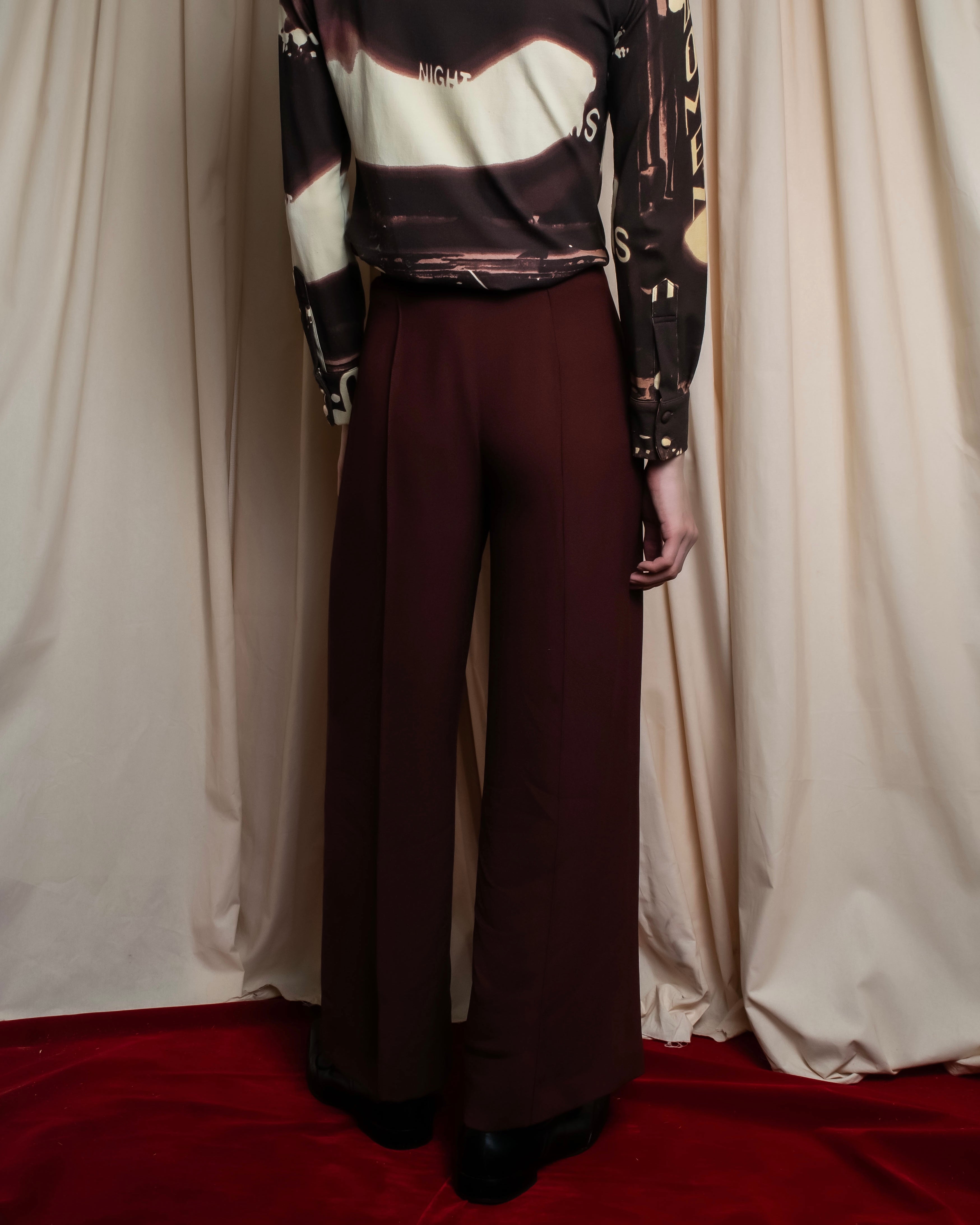 "JEAN PAUL GAULTIER" Beautiful drape burgundy wide slacks