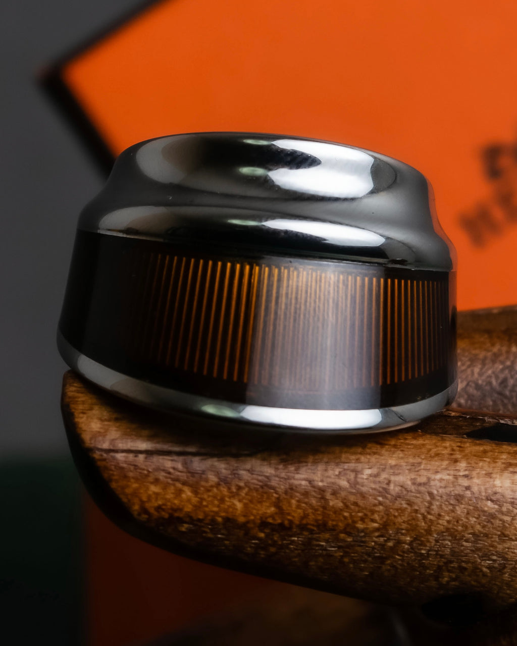 "HERMES" Maron Equus series silver ring