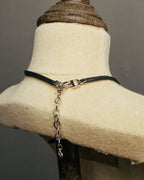 "Christian Dior" Ribbon charm leather cord choker necklace