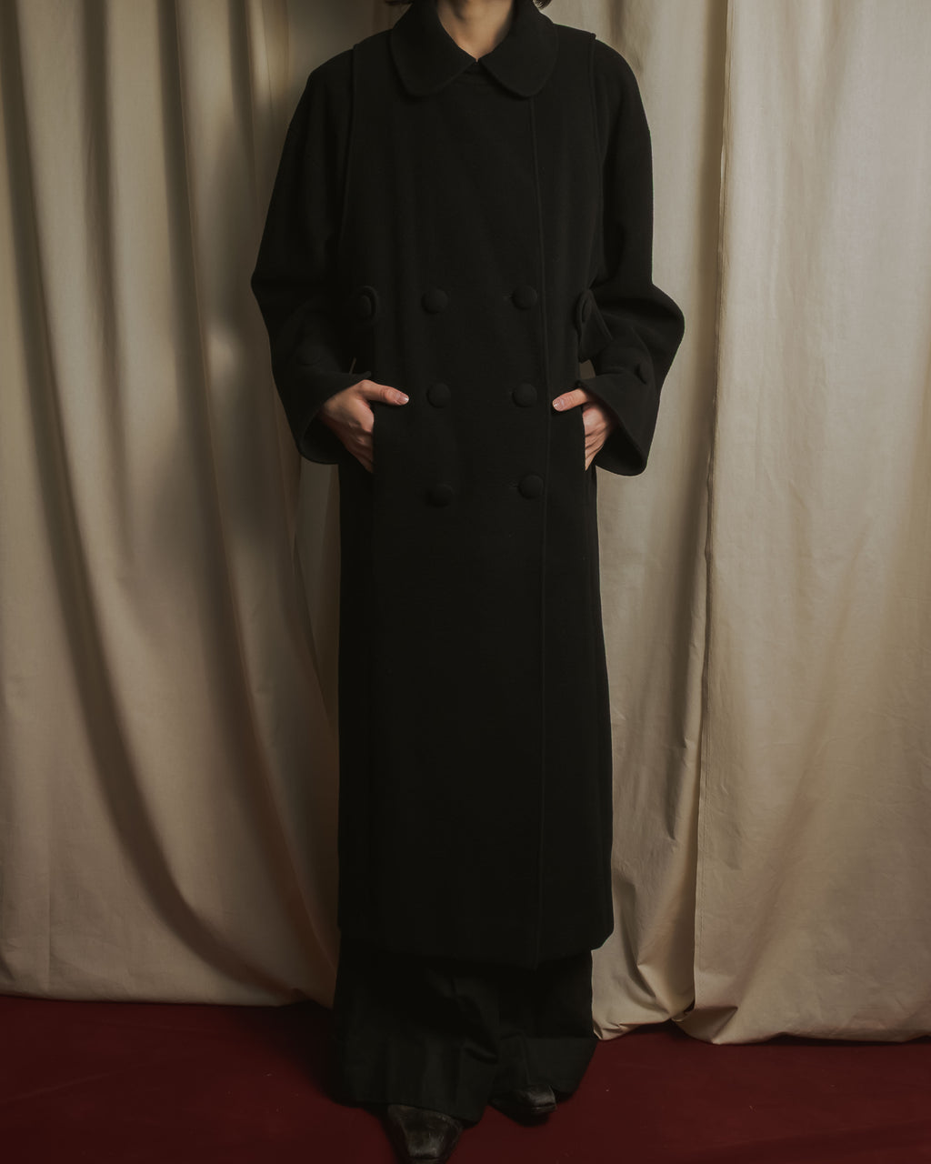 "Karl Lagerfeld" 80's-90's Round collar curvaceous coat