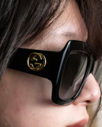 "GUCCI" GG medallion design square frame sunglasses