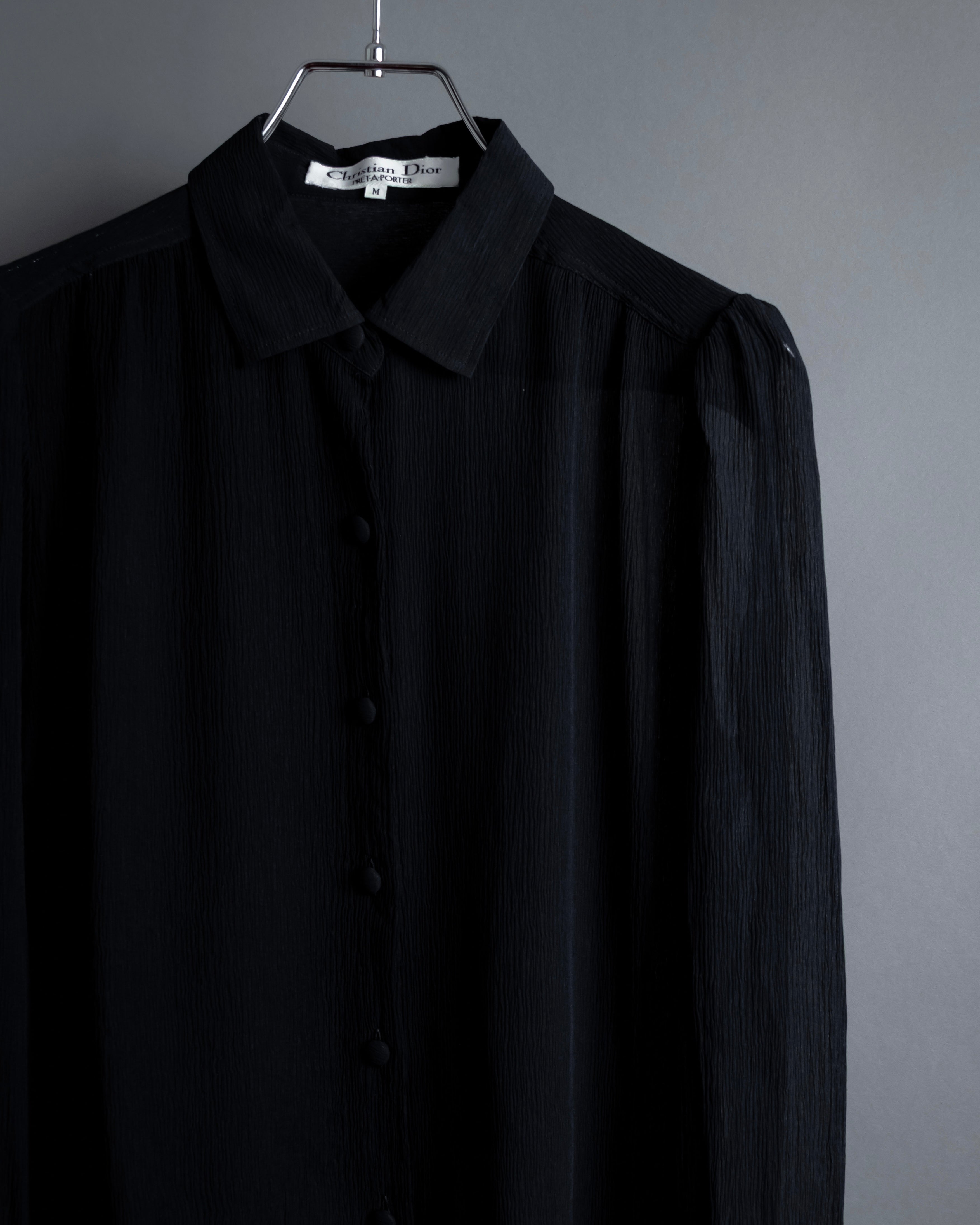 "Christian Dior PRETA PORTER" Compact gathered design crepe fabric blouse