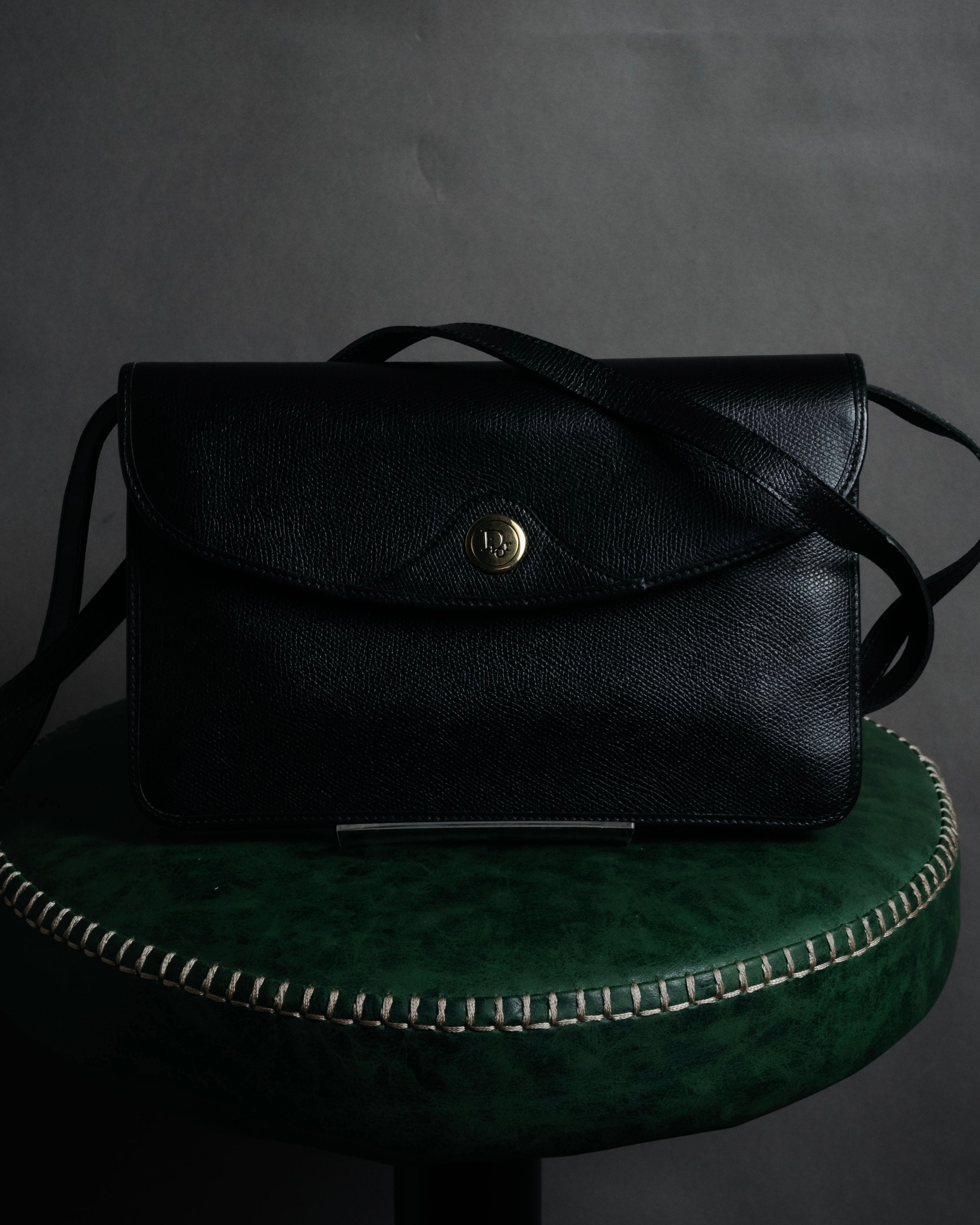 "Christian Dior" 80’s structured grained leather flap shoulder bag