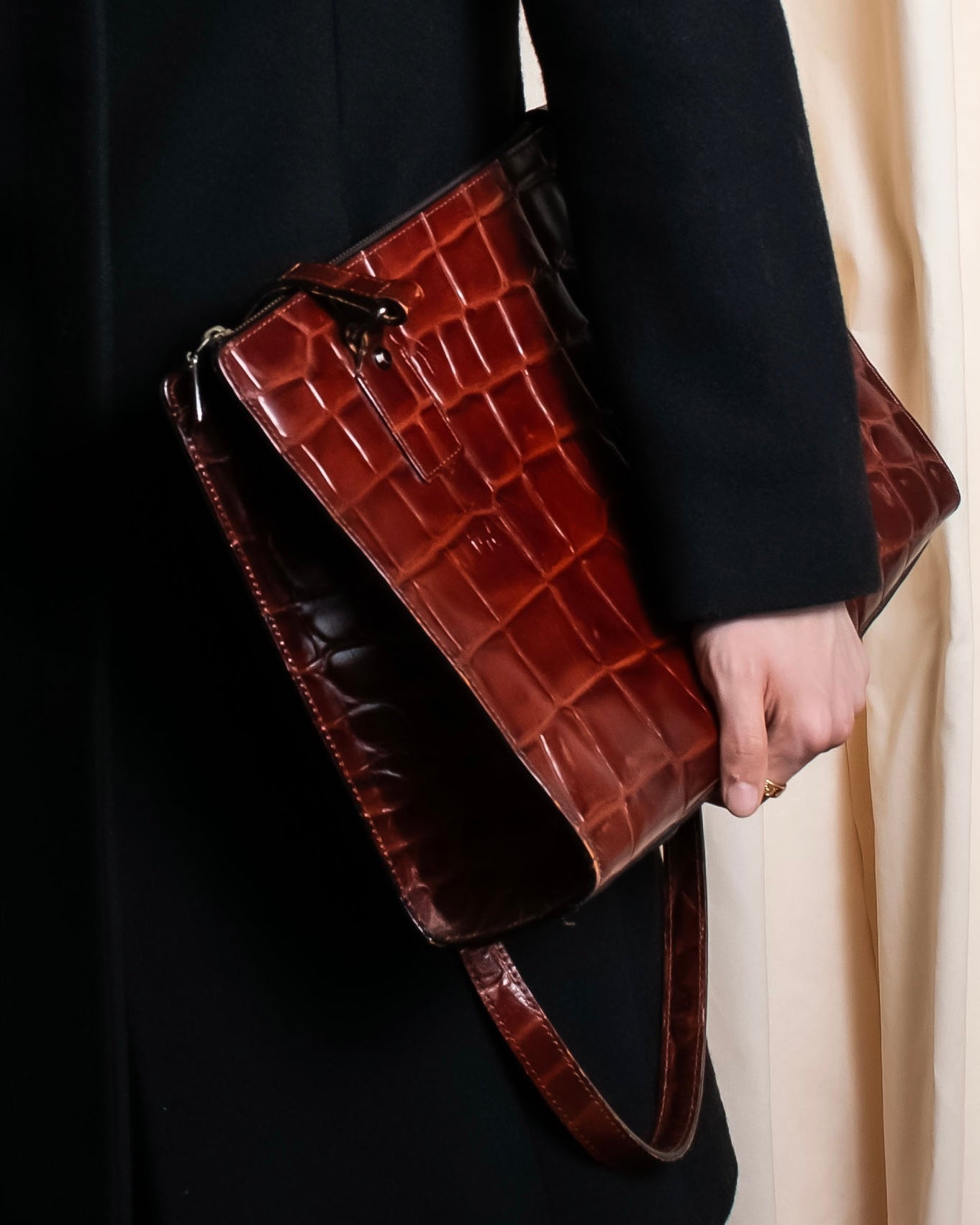 “Jean Paul Gautier” Crocodile-embossed business bag