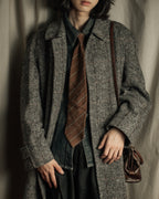 "BURBERRYS" British tweed fly front stand collar coat