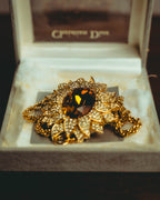 -SPECIAL- “Christian Dior” 80’s-90’s Sunburst amber glass pendant brooch
