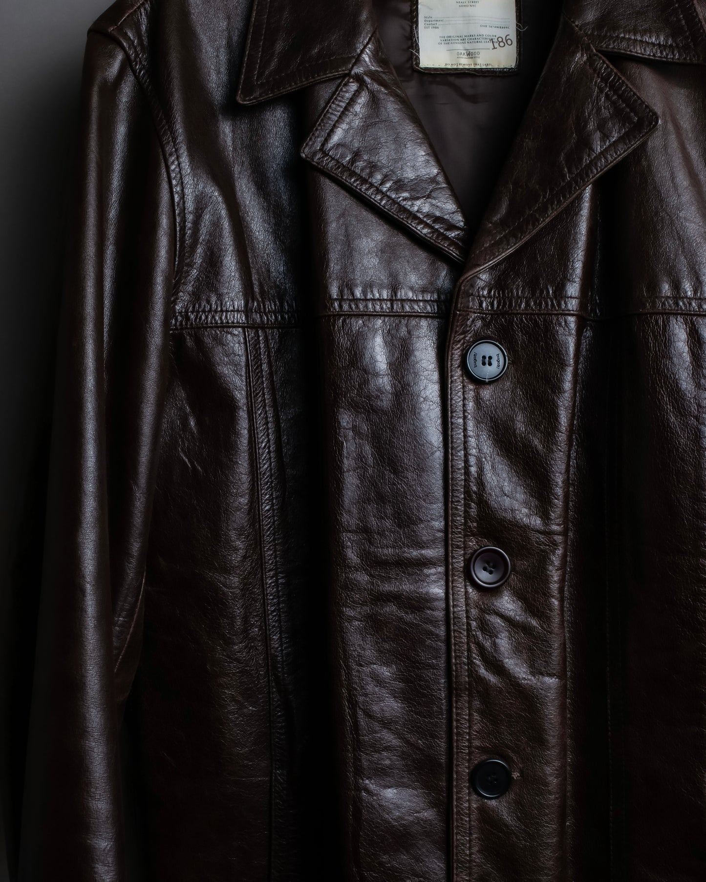 "Vintage 100% cow leather oversized tailored jacket"