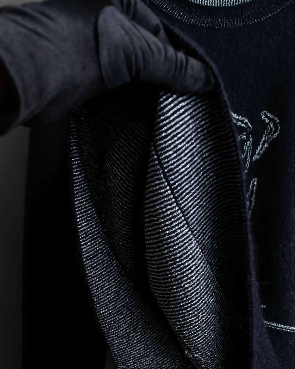 "Saint Laurent" Handsome face embroidery mohair blend oversized knit