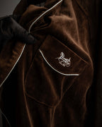 "CELINE" Piping design velour long gown coat