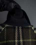 "BURBERRY" Leather switching design check tweed coat