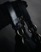 "Salvatore Ferragamo" 05’s-11’s Oversized gancini hardware shrink leather bag