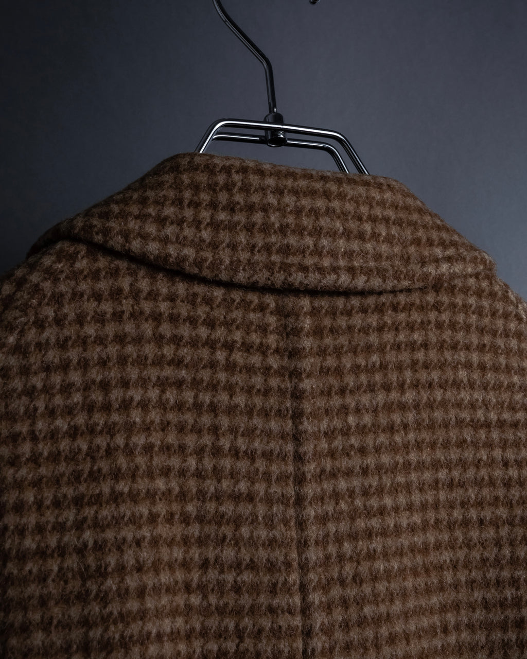 "BURBERRYS" Houndstooth pattern belted stand collar coat