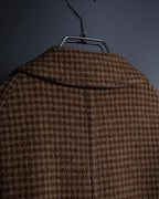 "BURBERRYS" Houndstooth pattern belted stand collar coat