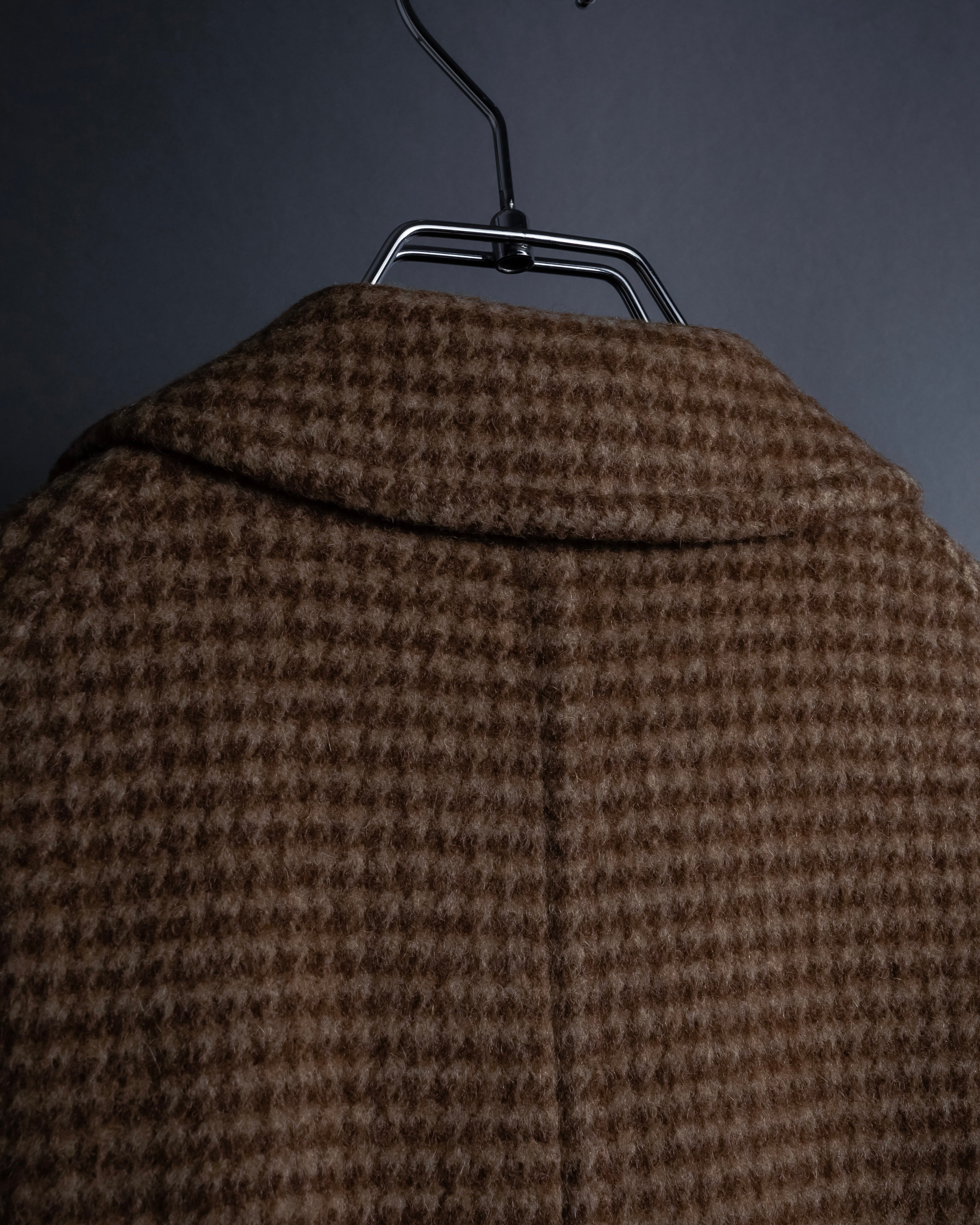 "BURBERRYS" Houndstooth pattern belted stand collar coat