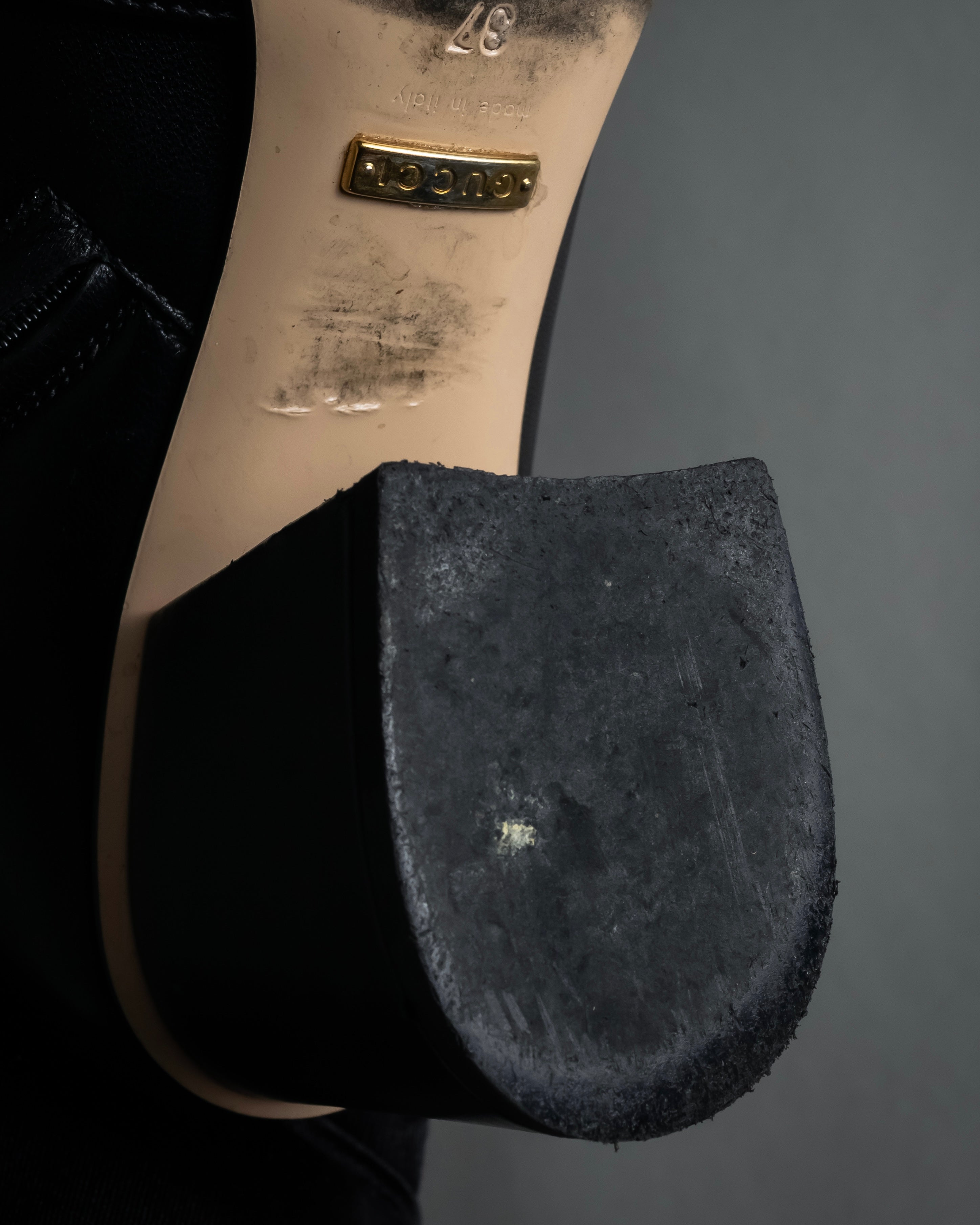 "GUCCI" Leather gg fringe heeled ankle boots