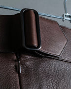 "Hermes by Gaultier" Round Pocket Wine Red Leather Skirt