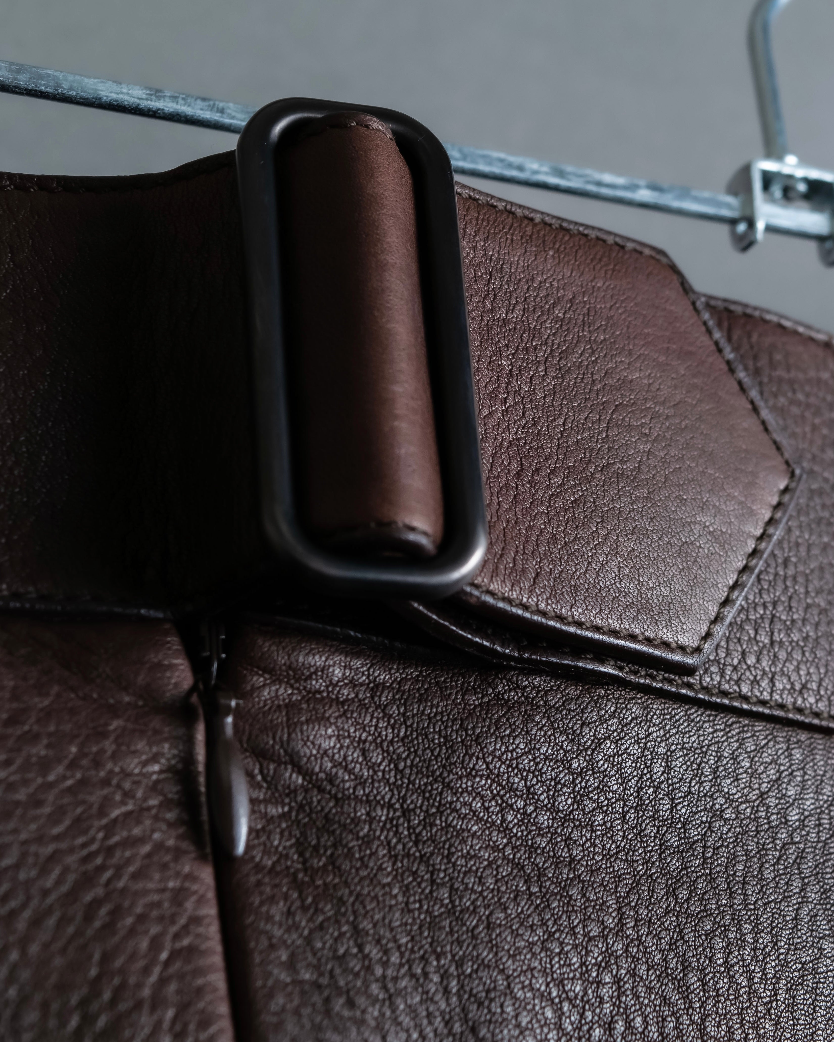 "Hermes by Gaultier" Round Pocket Wine Red Leather Skirt