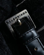 "BALENCIAGA" Horizontal metallic plate design leather shoulder bag