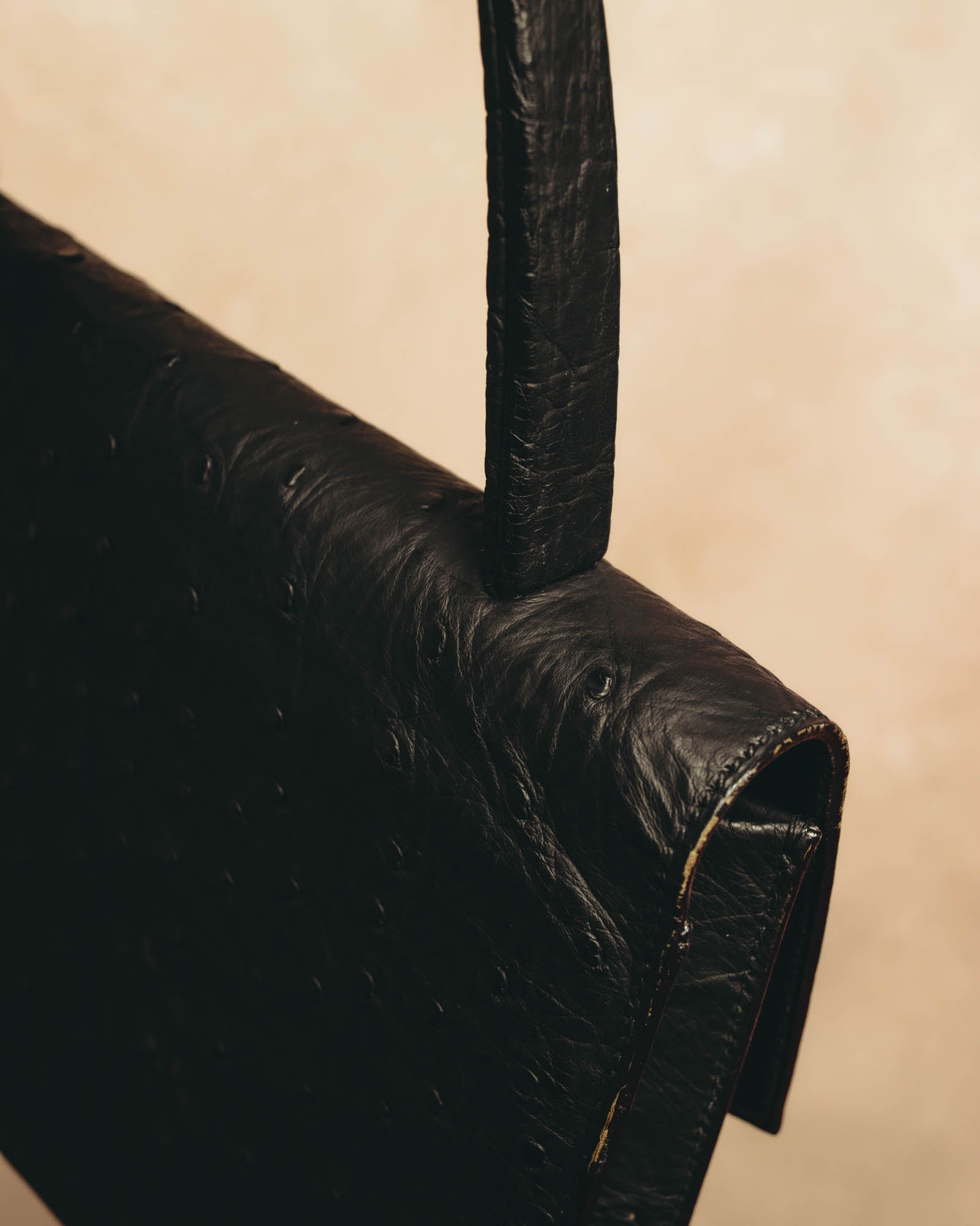 "Christian Dior" 70's-80's Ostrich textured leather handbag