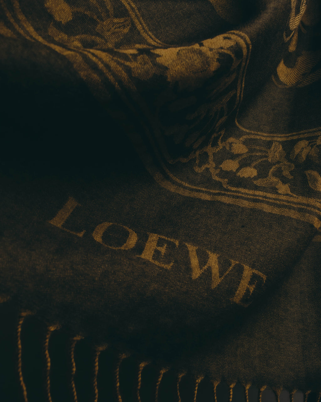 -SPECIAL- “LOEWE” 90’s-00’s Botanical anagram jacquard fringe stole
