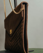 “LOEWE” 80’s-90’s Suede anagram chain shoulder bag