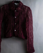 "robe de chambre COMME des GARCONS" Cable knit sheer shirt collar cardigan