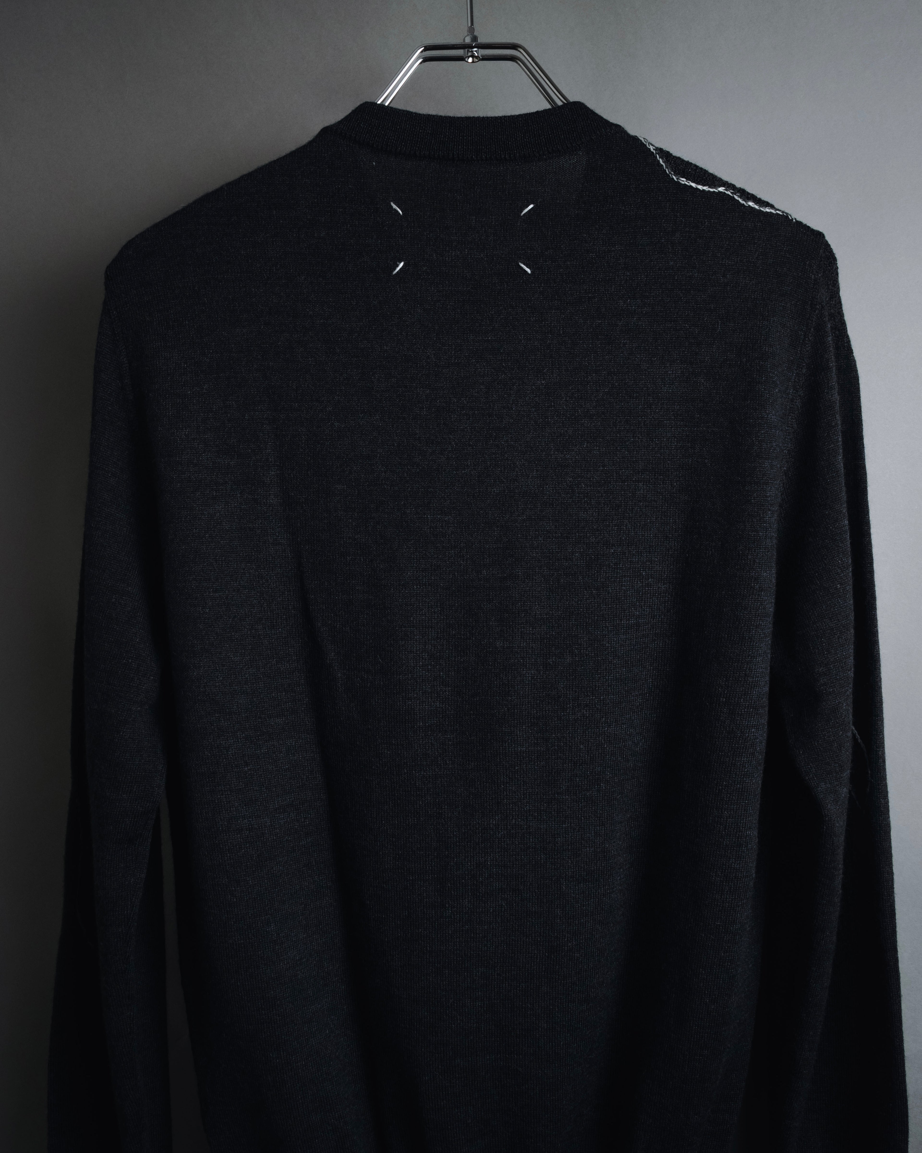 "Maison Margiela" 15AW deconstructed hand-stitched crewneck knit