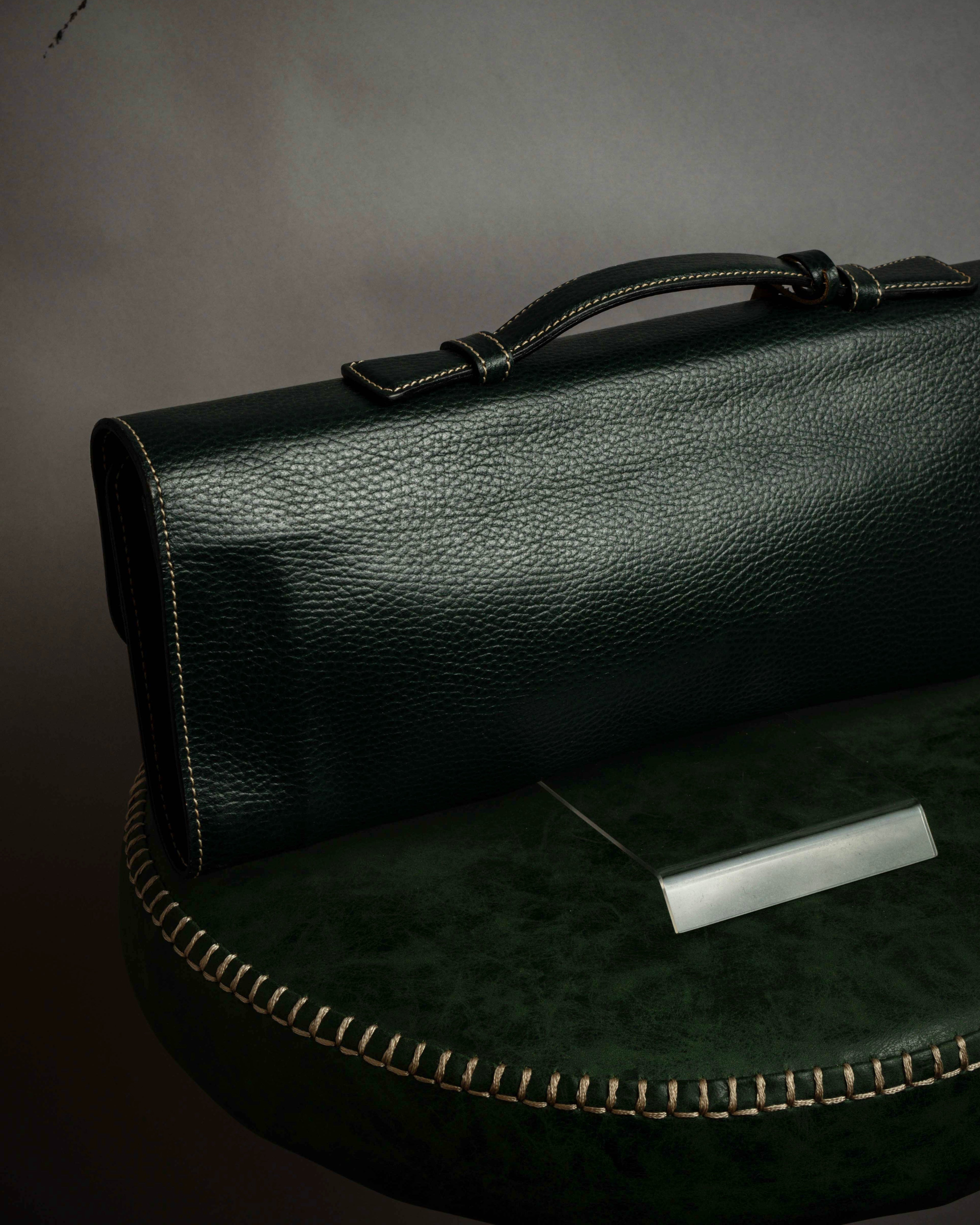 "E. MARINELLA Sottobraccio" Slide closure design 2way leather bag