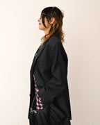 GIORGIO ARMANI/ Oversized Stripe Single Breasted 3B Tailored Jacket Gray
