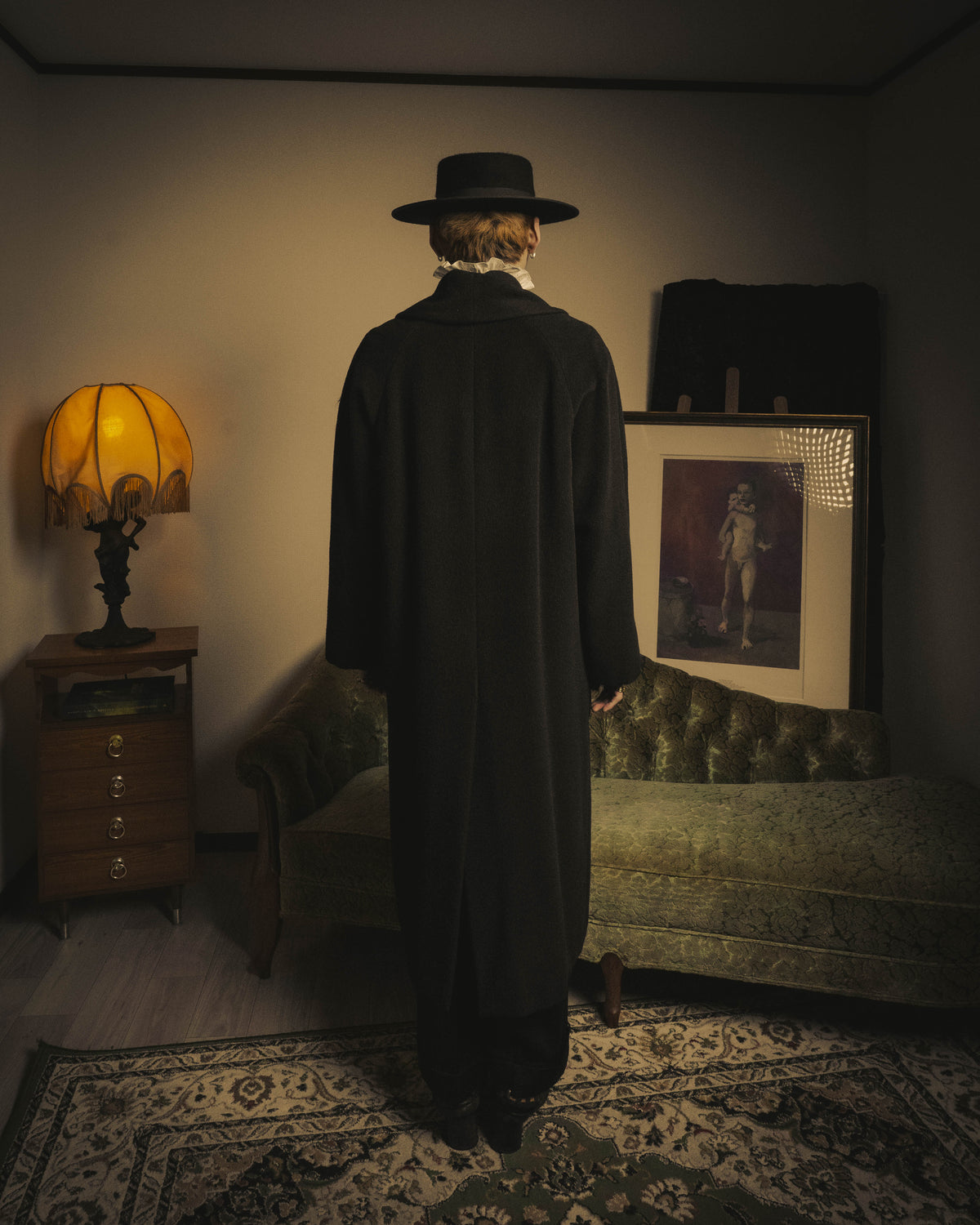 -SPECIAL- "Salvatore Ferragamo" 90's-00's Alpaca wool oversized shawl collar long coat