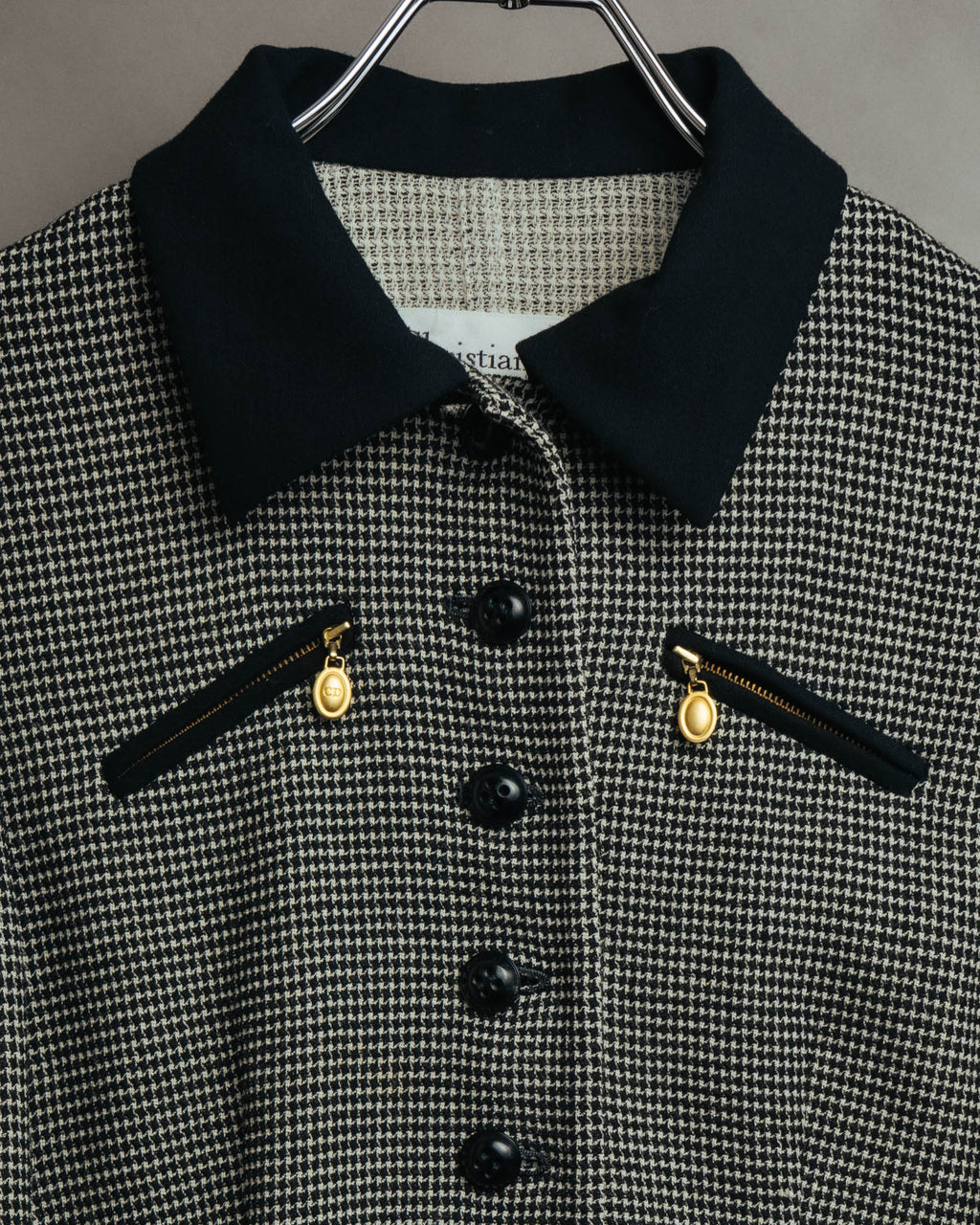 "Christian Dior" 80's-90's Wool-blend houndstooth jacket