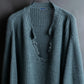 "KENZO" Dull blue oversized distressed V-neck knit