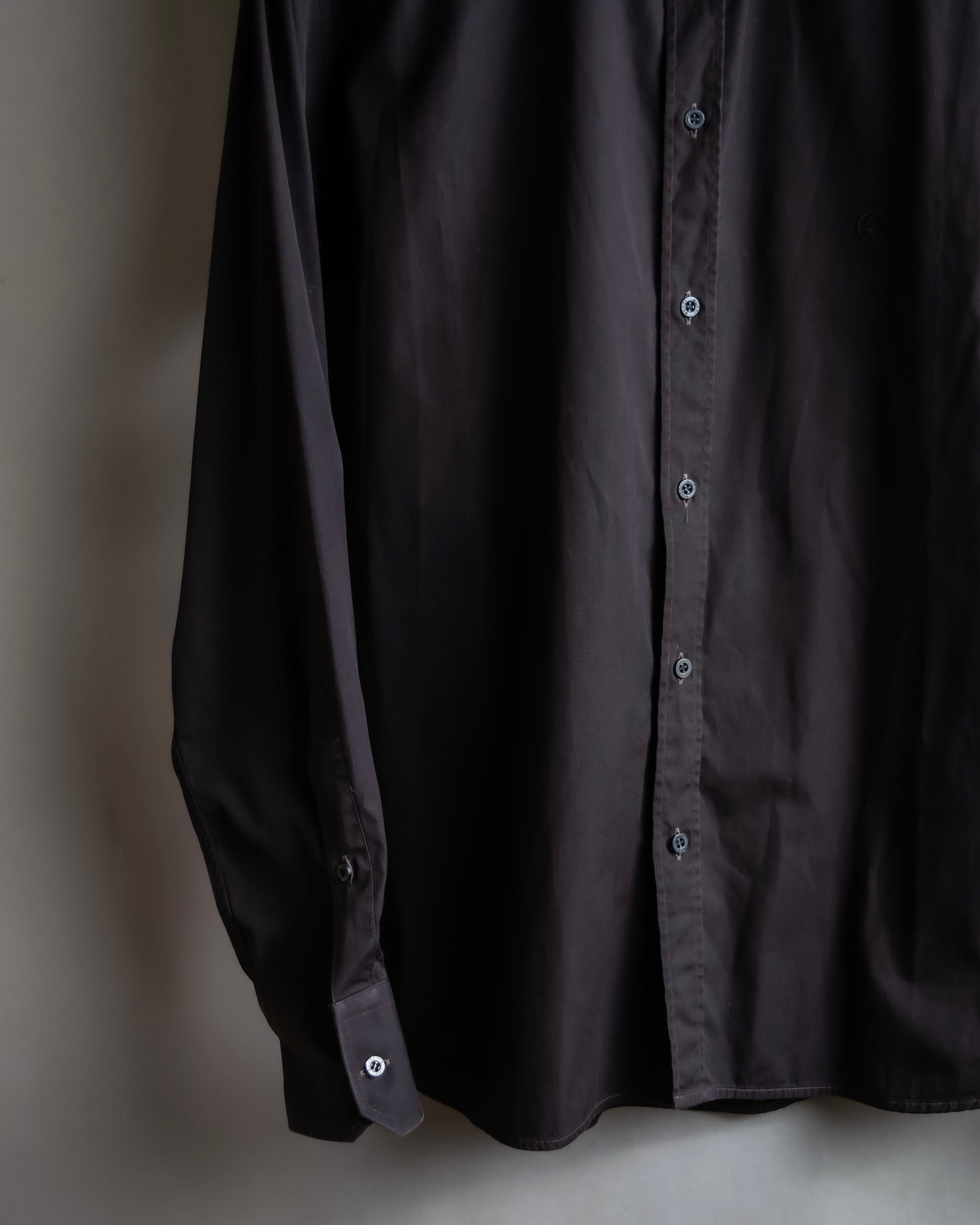 "GUCCI" Spread collar embroidered cotton shirt