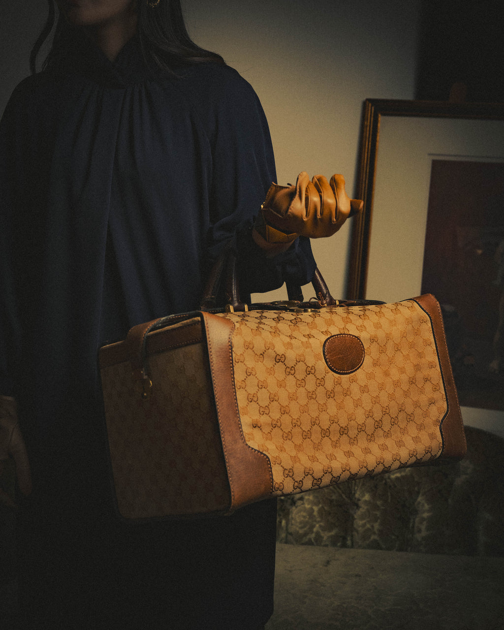 –SPECIAL– "GUCCI" 60's-70's Classic GG monogram Boston bag