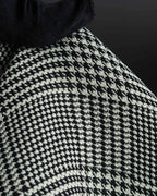 "CHANEL" Coco mark button fly detail houndstooth pattern wide slacks