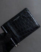 "Saint Laurent" Crocodile embossed leather bi-fold money clip
