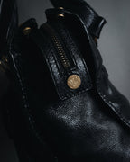 "CELINE" Leather double-pocket ring-hardware shoulder bag